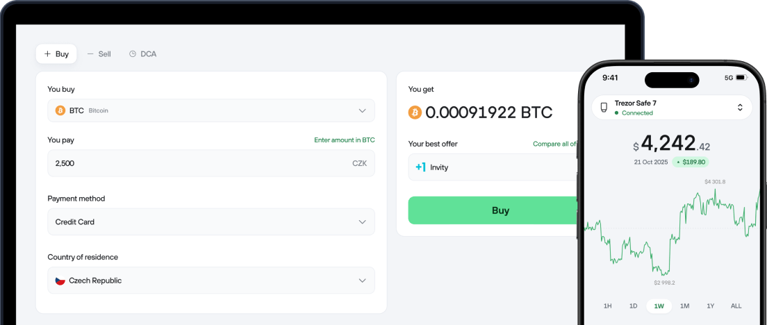 Trezor Suite 买入、兑换与资产管理界面